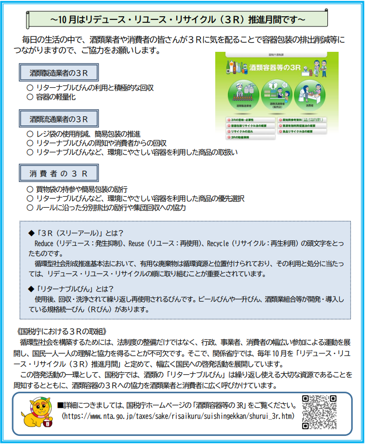 リデュース・リユース・リサイクル（３Ｒ）の推進