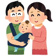 赤ちゃんを抱っこする夫婦