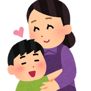 母親に甘える男の子