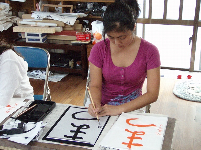 マリ　書道研修のようす