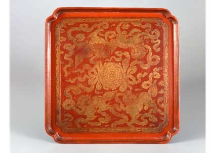 朱漆玉取獅子沈金膳