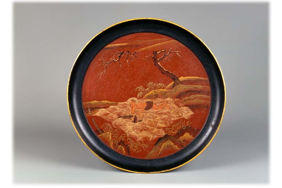 朱緑漆二十四孝図密陀絵盆